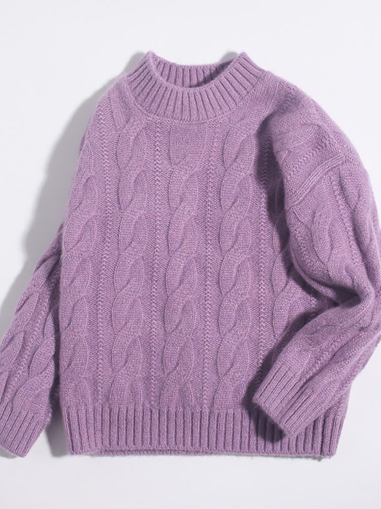 (image for) Classic Cable Knit Cashmere Crewneck Sweater for Boys and Girls
